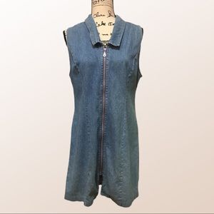 90s Zip up denim dress